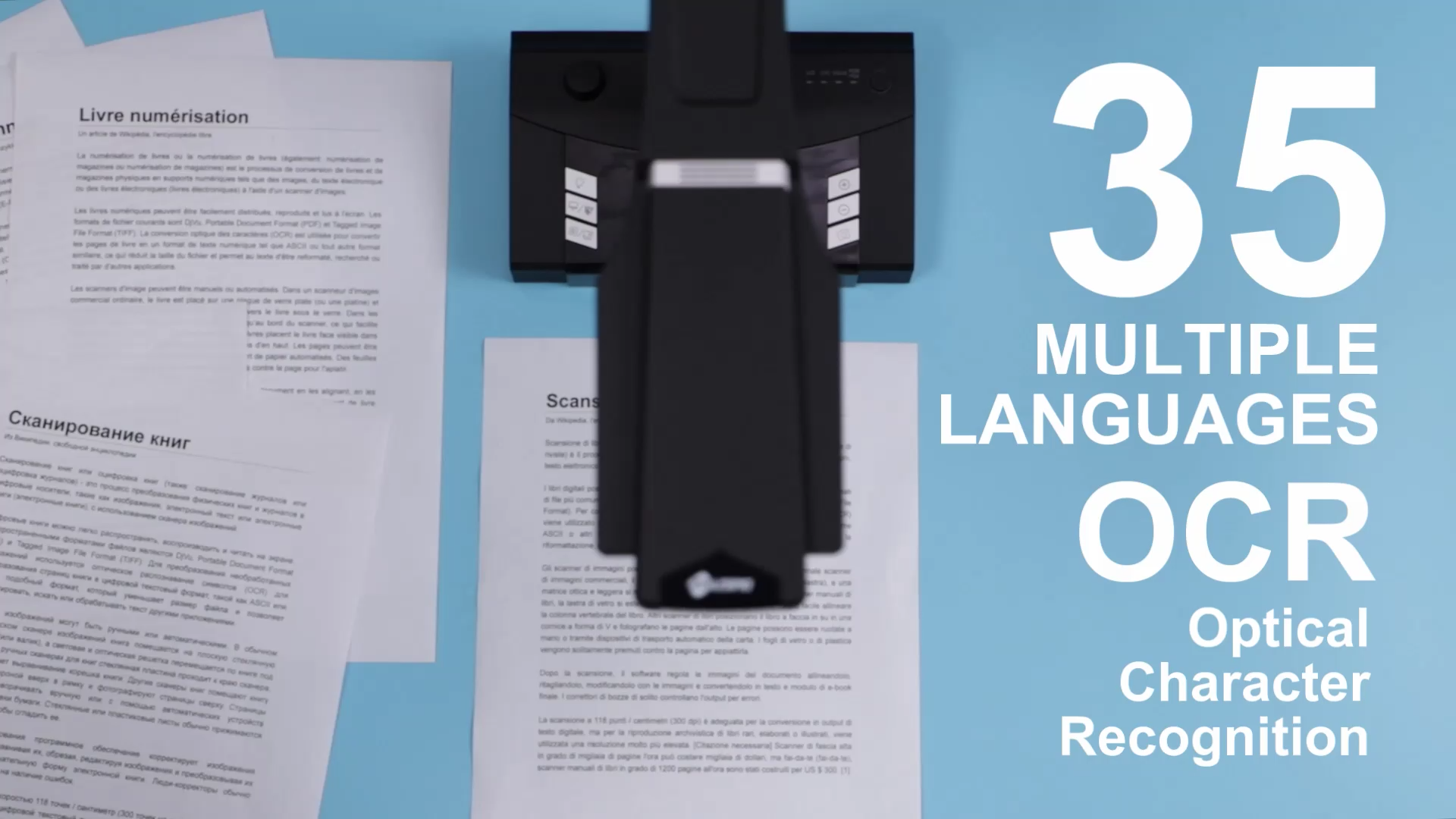 A Book Scanner Supports 35 Main Languages OCR Recognition